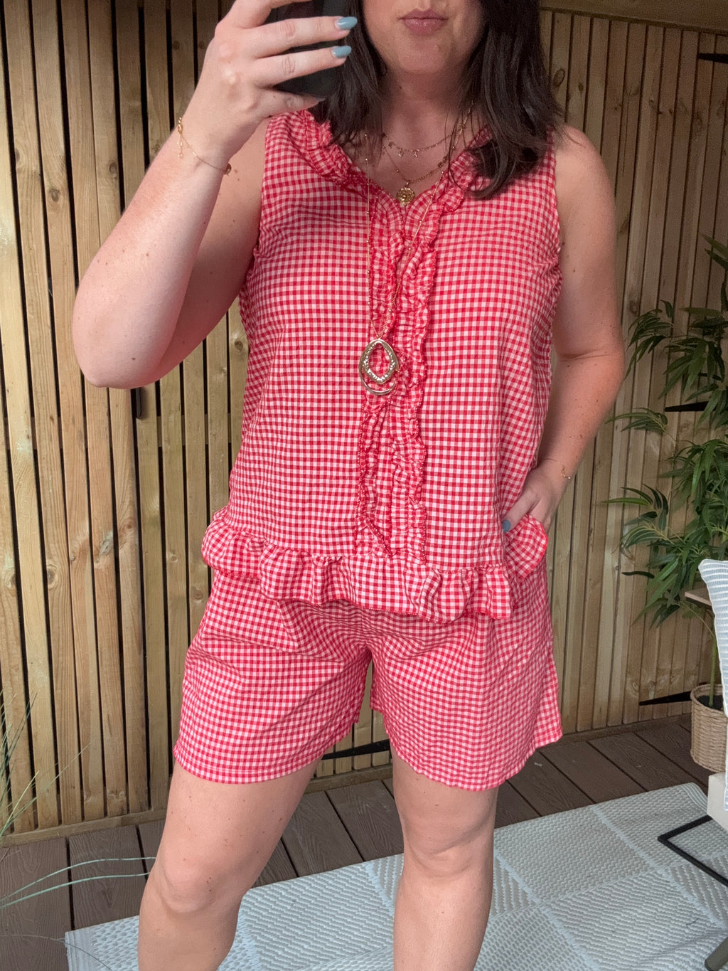 Gingham Tunic - Red