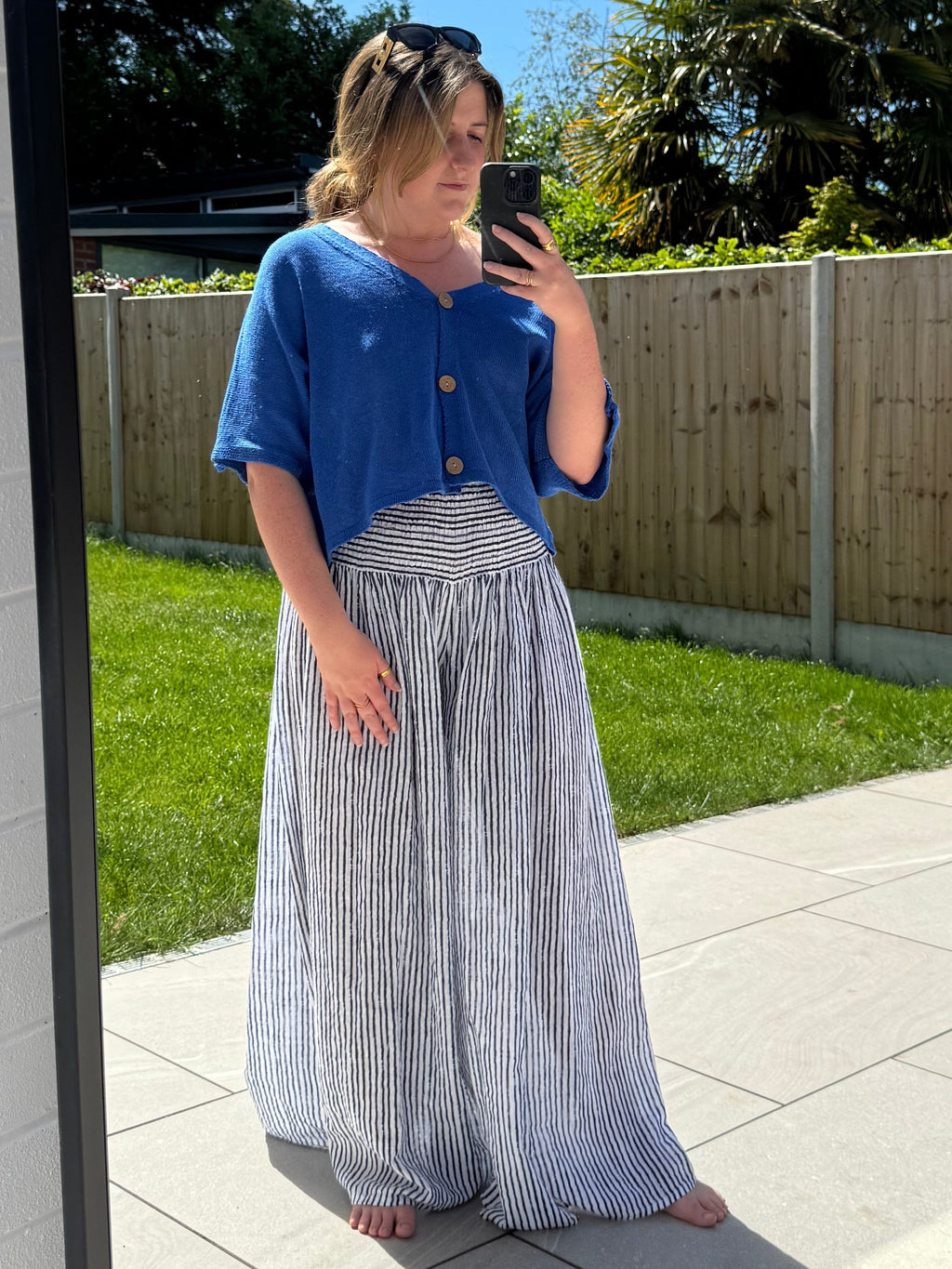 Capri Extra Wide Leg Stripe Trousers