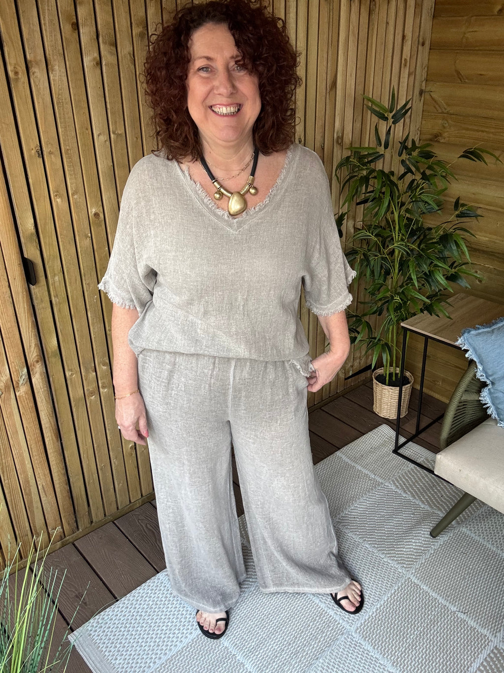 Freyed Edge Gauze Linen Top
