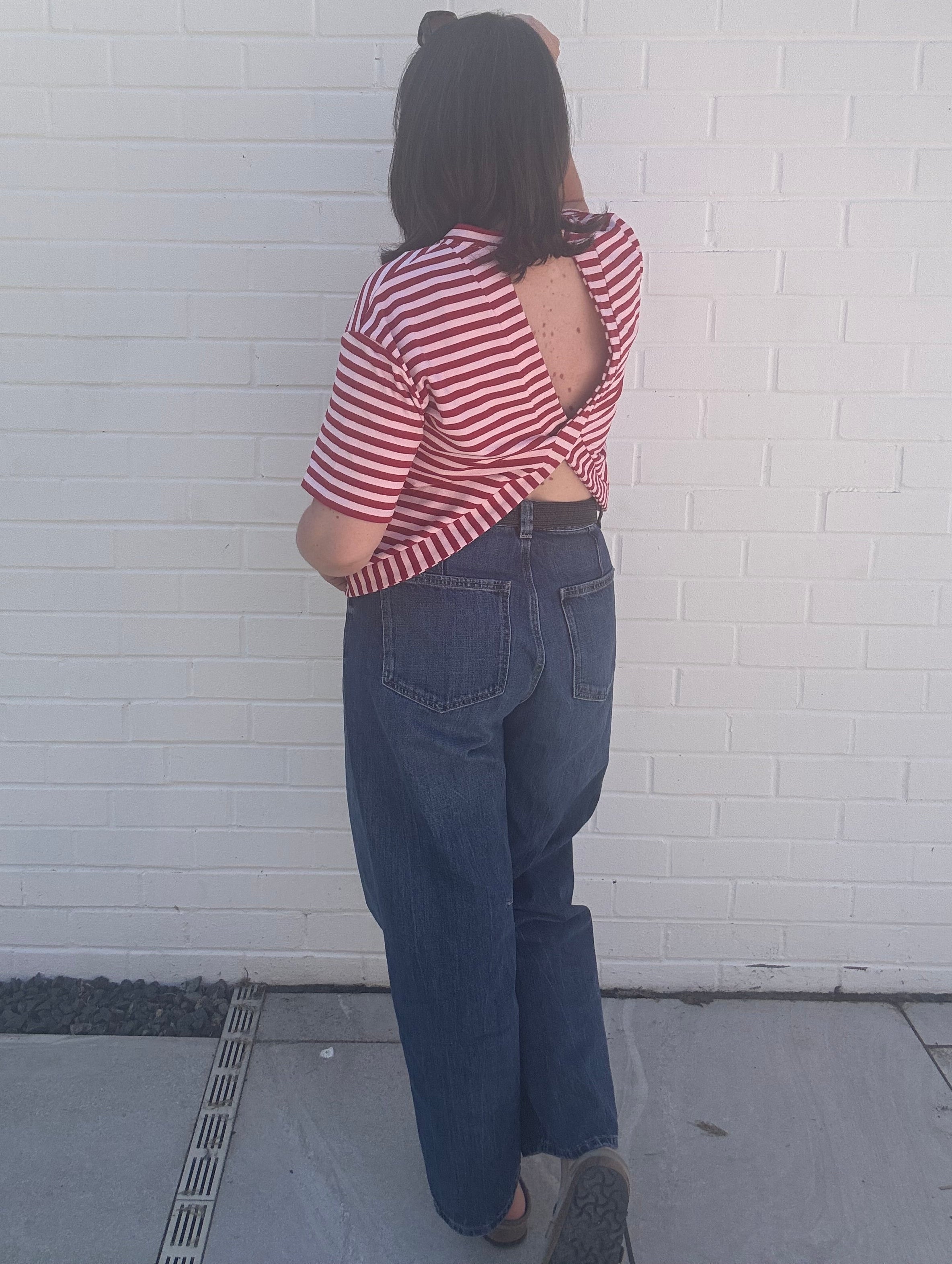 Monaco Stripe Twist Back Tee