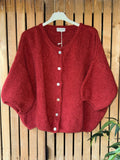 Mohair Cropped Sleeve Cardigan - Rust