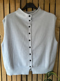 Button Down Soft Knit Tank Top - Icy Blue