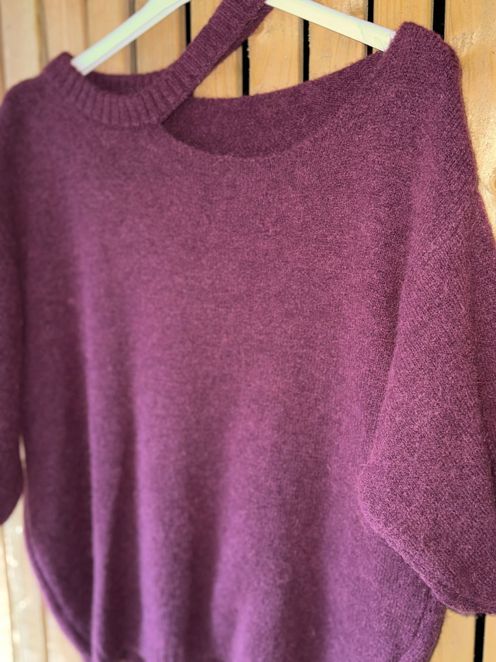 Mohair Cut Out Neck Jumper - Plum