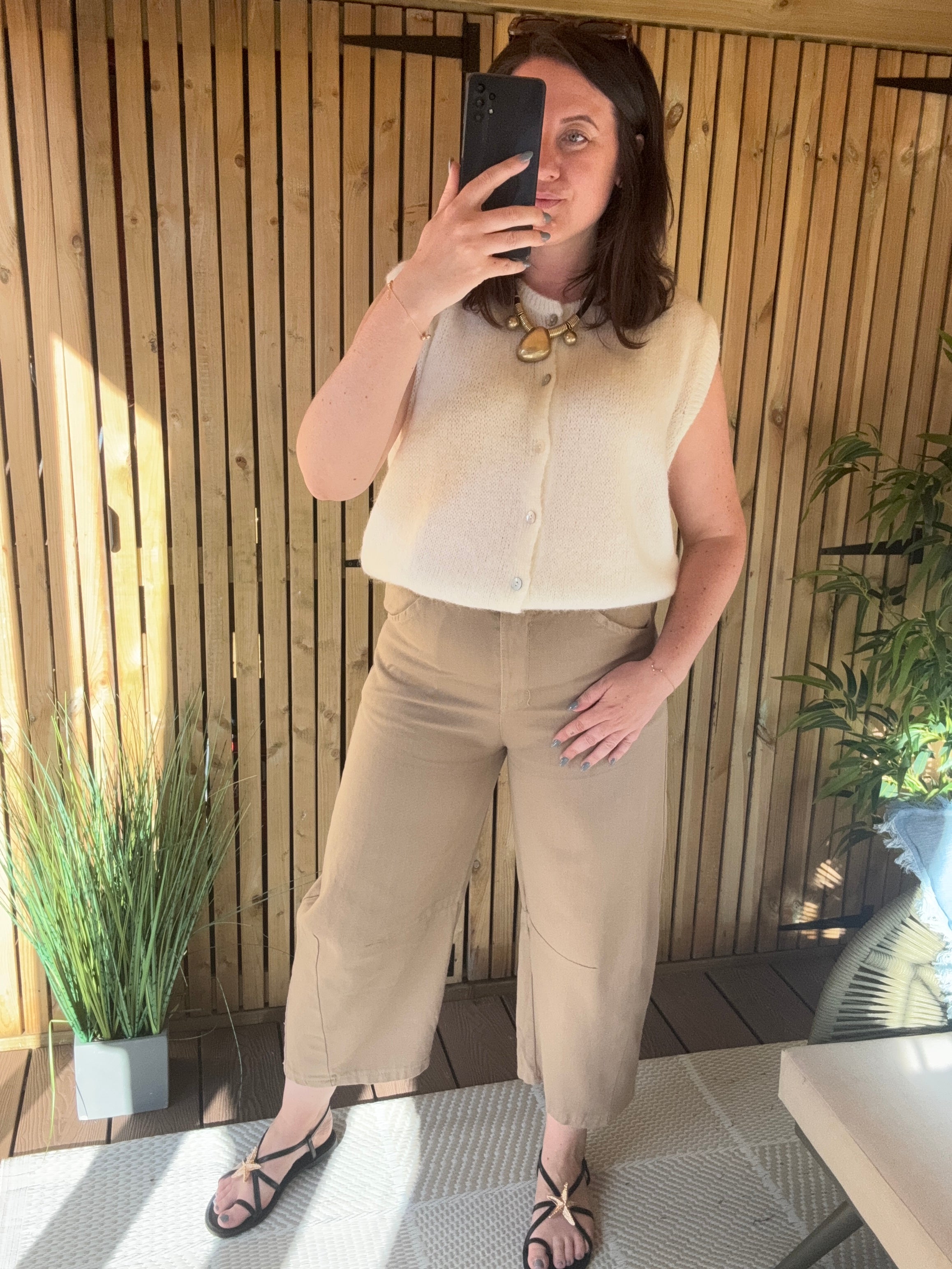 Cotton Barrel Leg Trousers