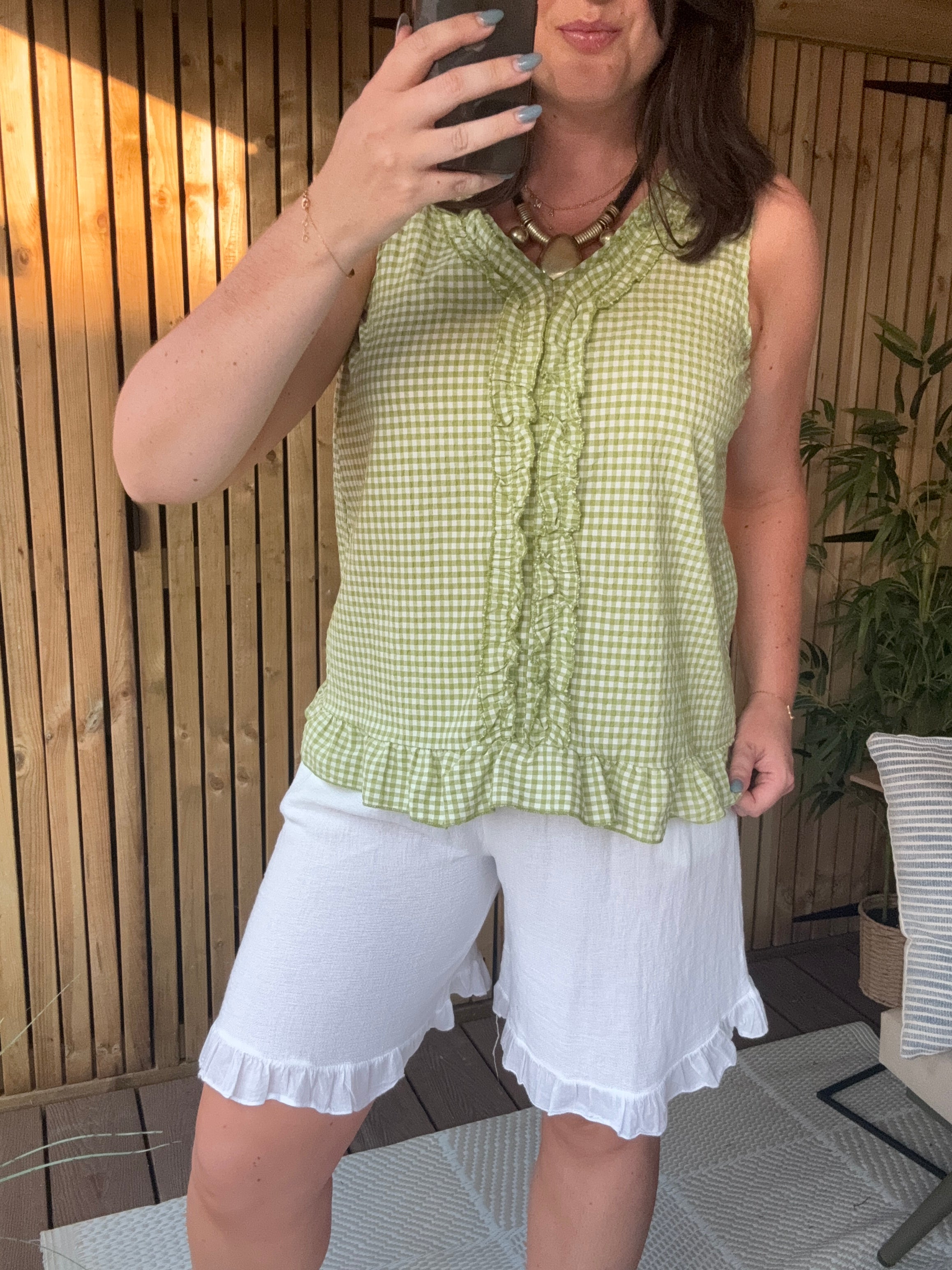 Gingham Tunic - Lime