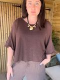 Fine Knit Cropped Top - Chocolate