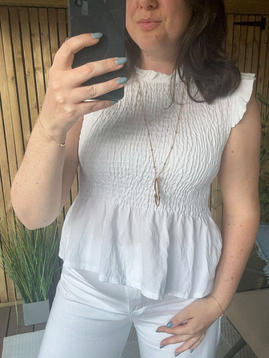 Elasticated Ruched Frill Top