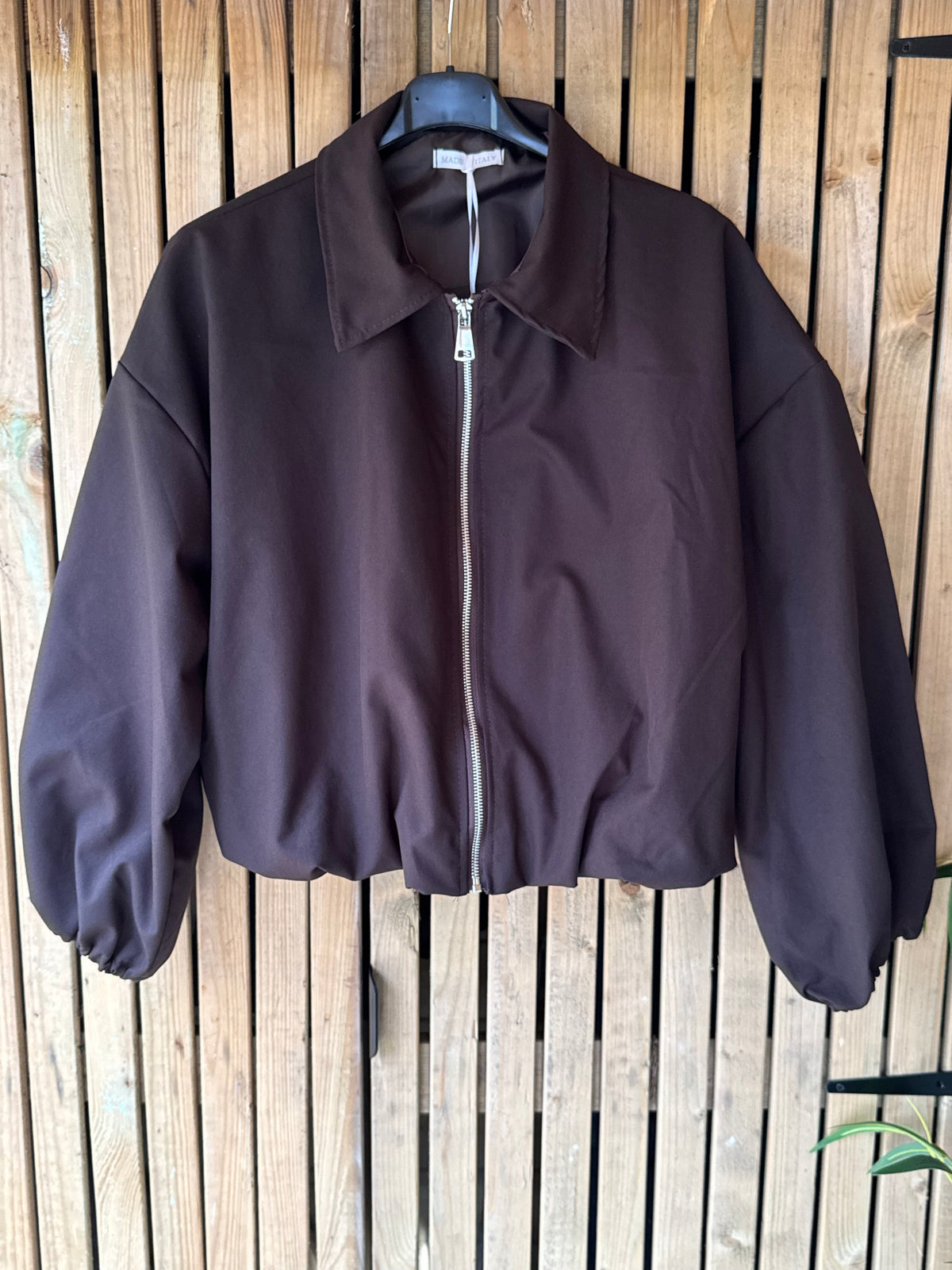 Collared Bomber Jacket - Chocolate