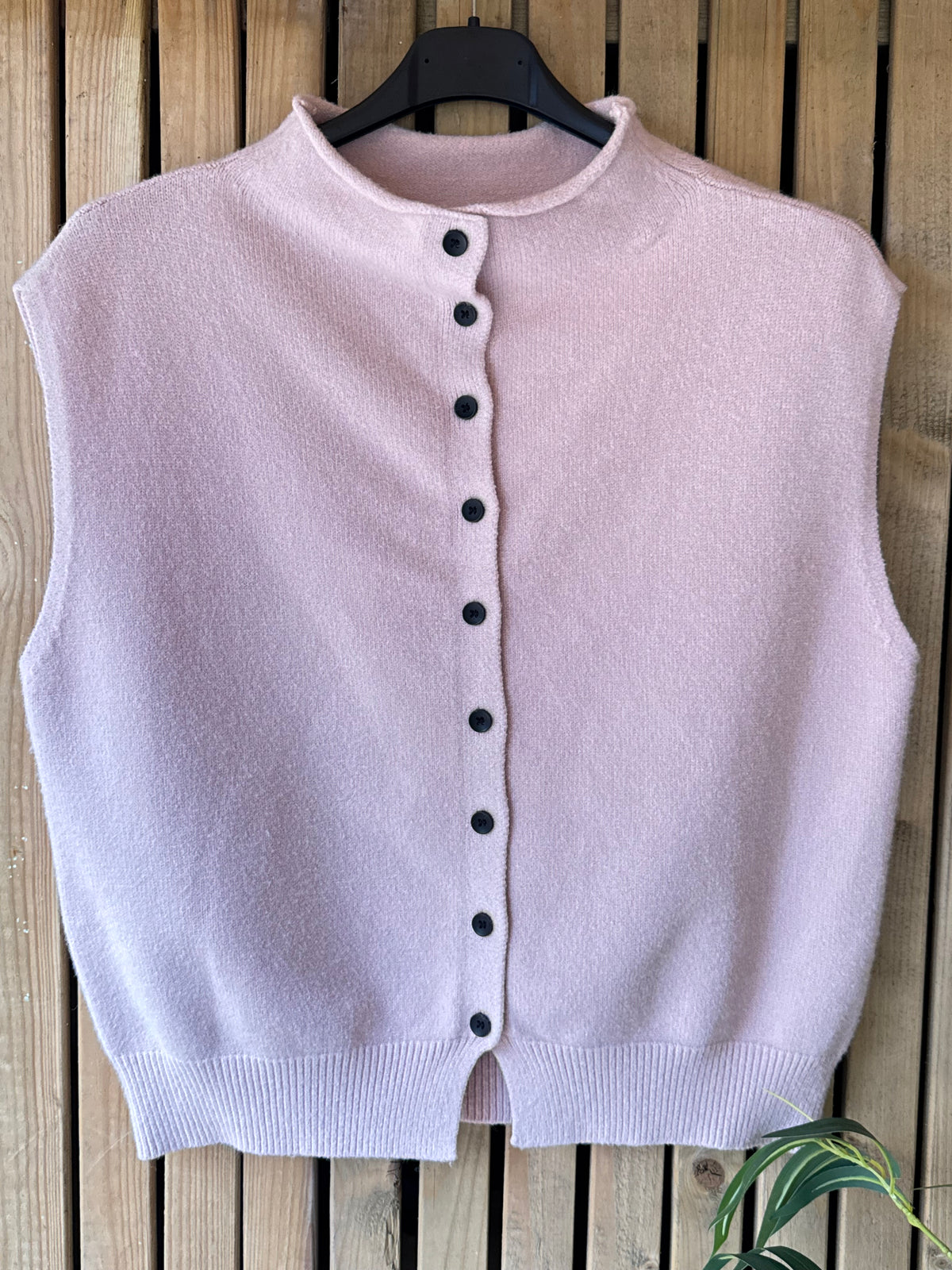 Button Down Soft Knit Tank Top - Dusty Pink