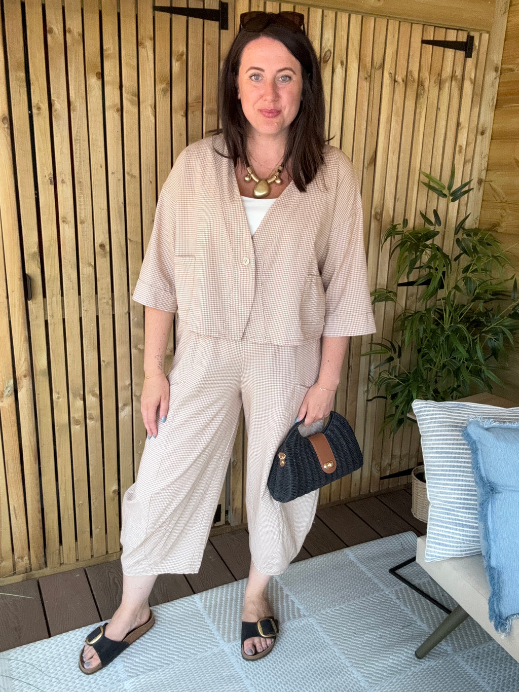 Gingham Co Ord - Camel
