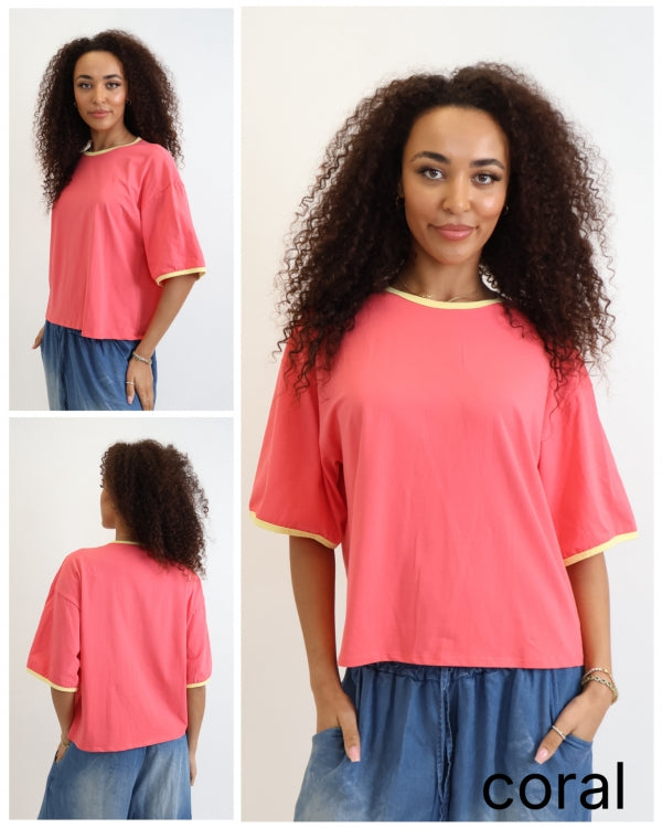 Contrast Hem Lightweight Cotton T-shirt