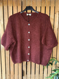 Mohair Cropped Sleeve Cardigan - Mulled Wine