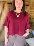 Fine Knit Cropped Top - Wine