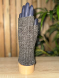 Leather & Knit Layered Gloves - Navy & Grey