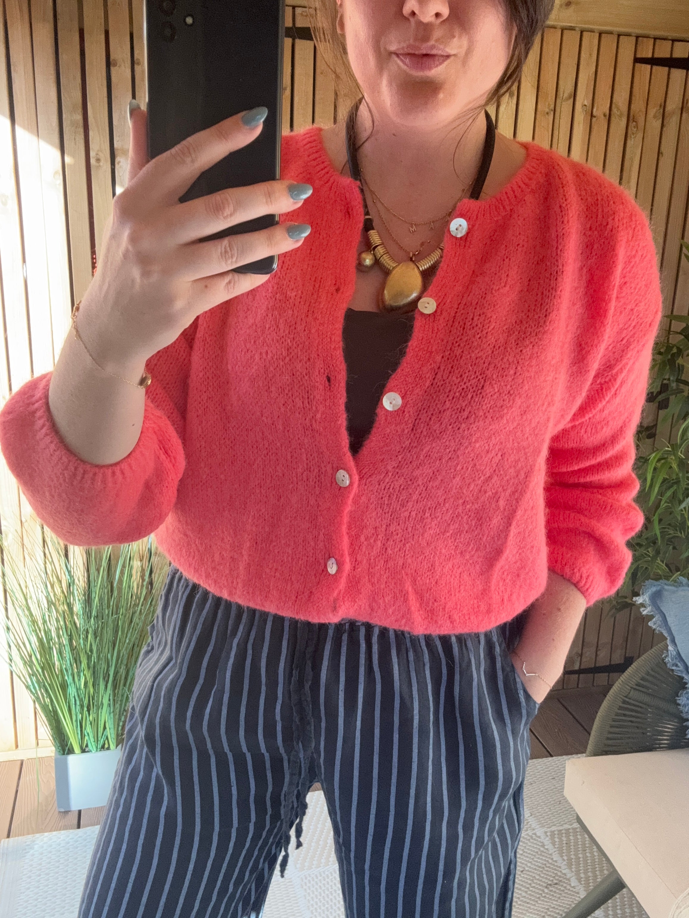 Button Through Mohair Cardigan (Round Neck)
