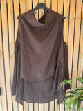 Linen Tunic Pinstripe - Chocolate