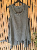 Linen Long Line Tunic - Khaki