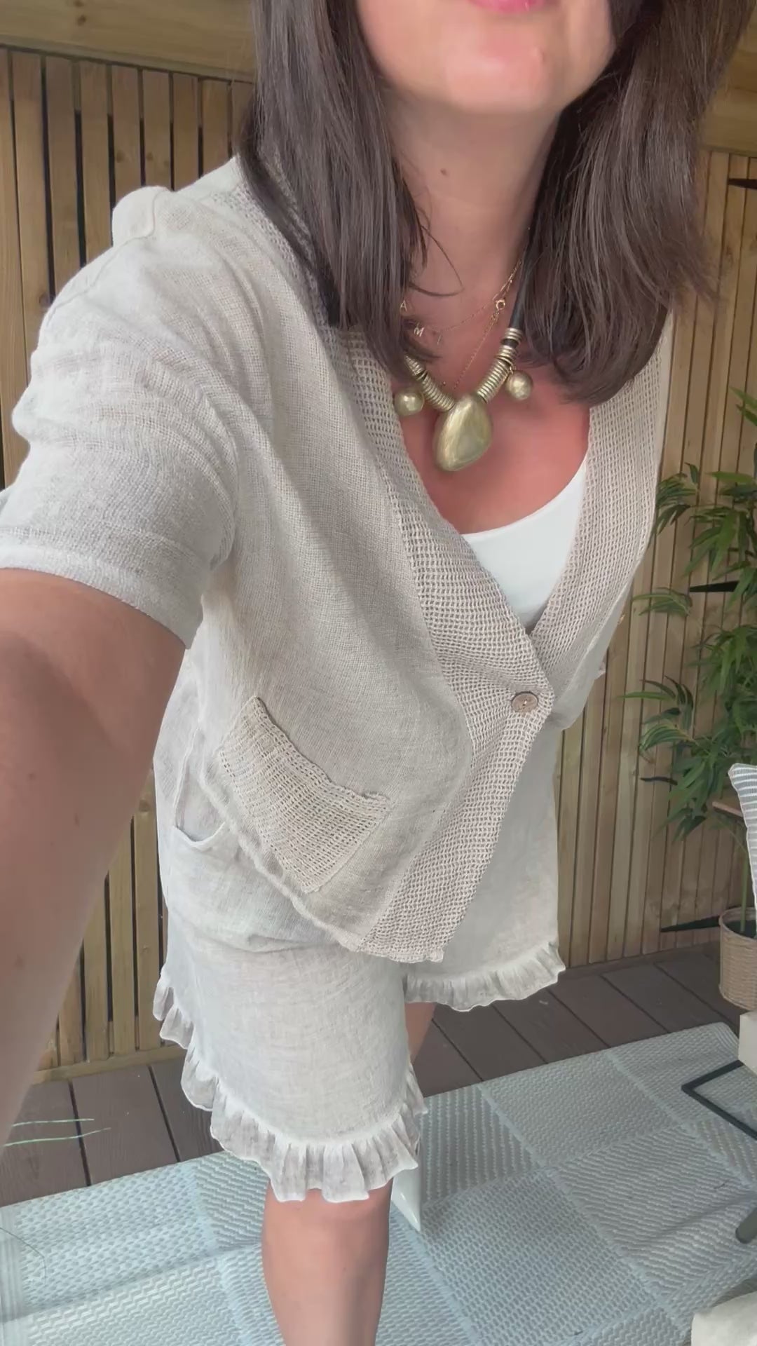 One Button Gauze Linen Top