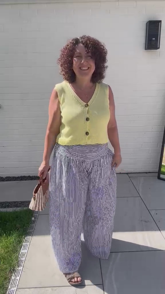 Capri Extra Wide Leg Stripe Trousers