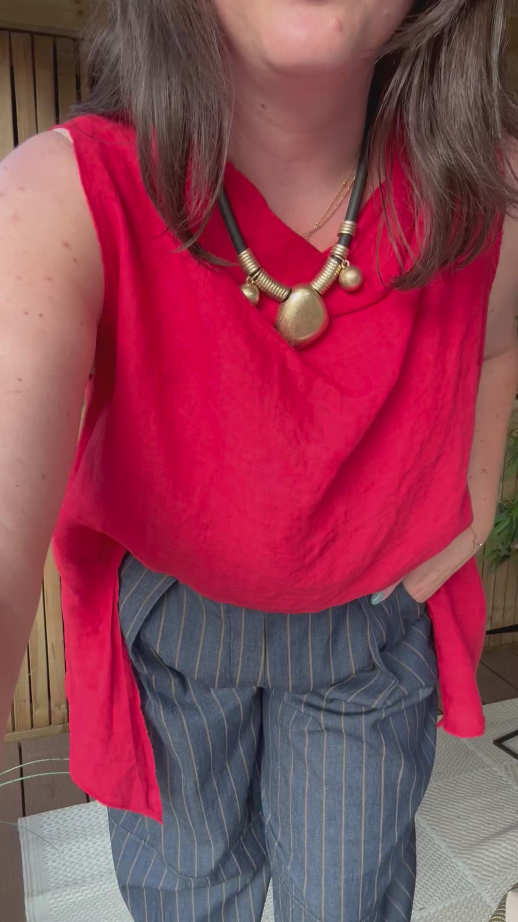 Belted Barrel Leg Denim - Pinstripe